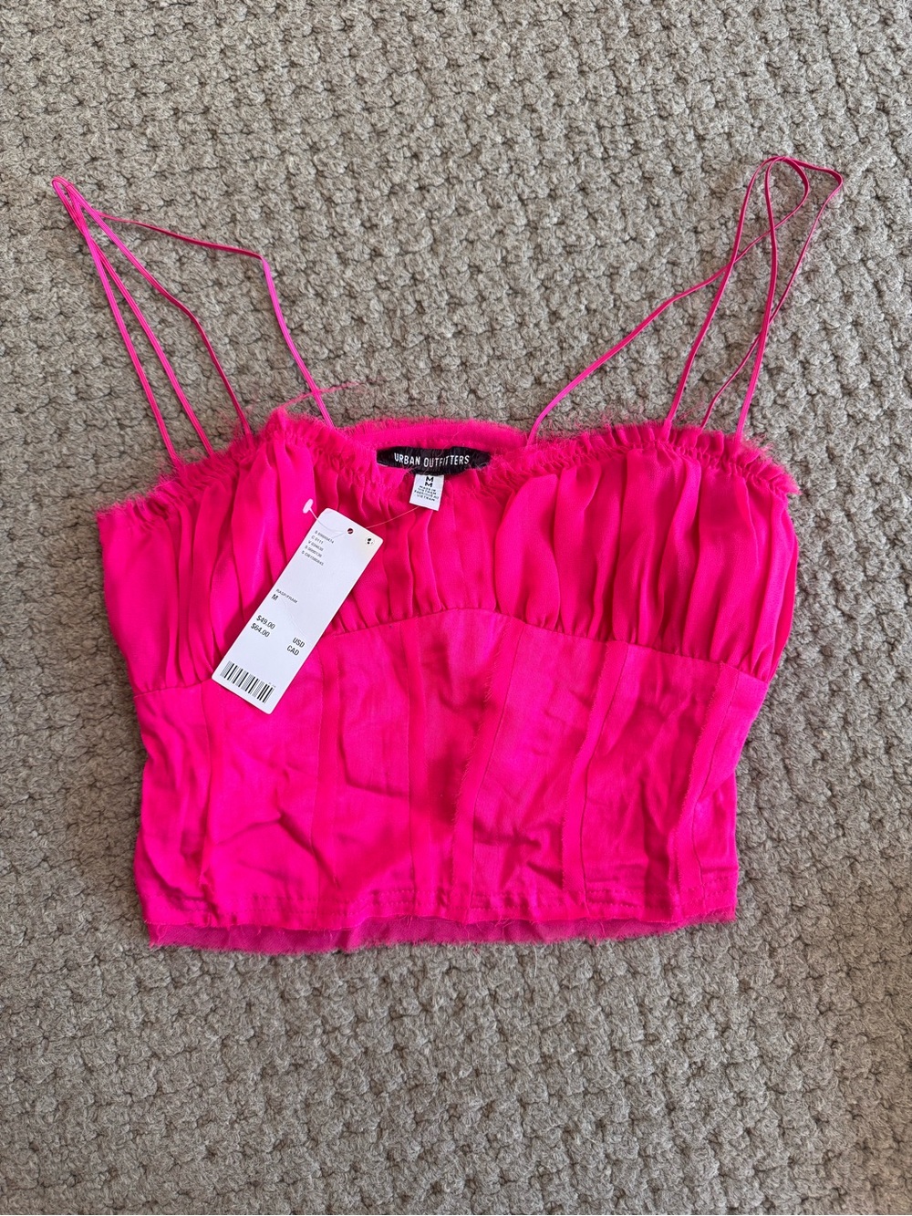 Urban Outfitters Hot Pink Double-Strap Cropped Cami